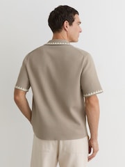 Reiss Champagne Folia Floral-Embroidered Knitted Shirt - Image 5 of 6