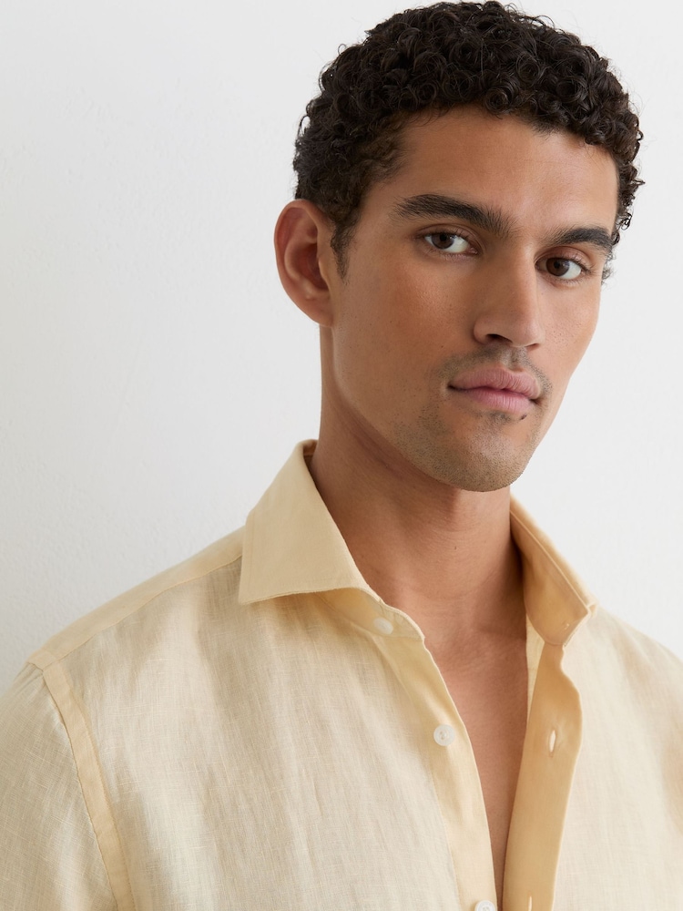 reiss mens dress shirt Reiss Ruban Linen Cutaway-collar Regular-fit Men Shirt