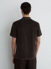 Reiss Chocolate Brown Eden Towelling Short-Sleeve Shirt - Image 5 of 6