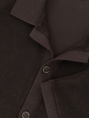 Reiss Chocolate Brown Eden Towelling Short-Sleeve Shirt - Image 6 of 6