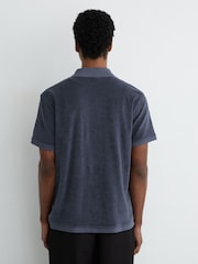 Reiss Airforce Blue Eden Towelling Short-Sleeve Shirt - Image 5 of 6