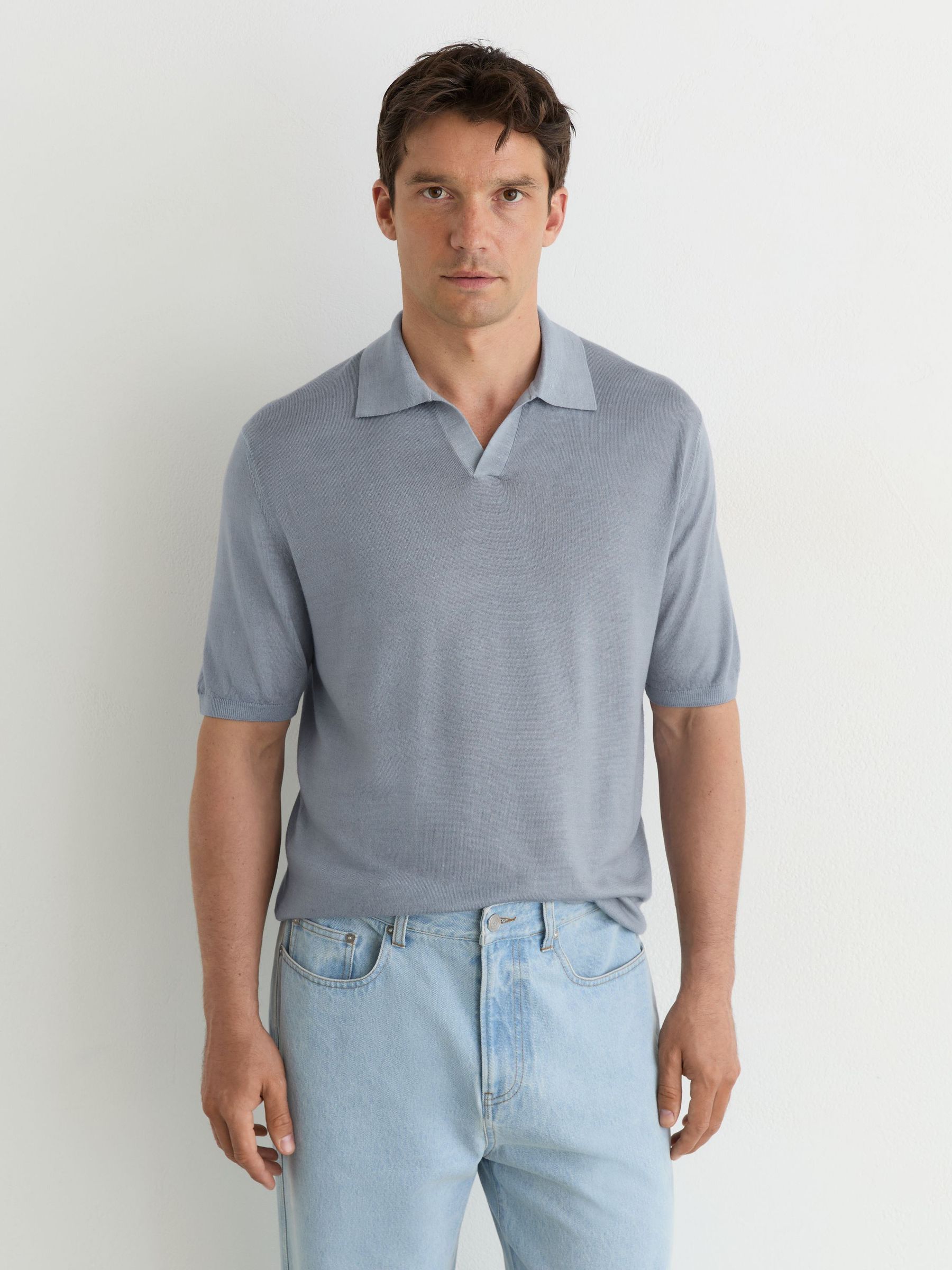 Comprar Azul suave - Camisa polo Reiss Rook em lã merino tingida