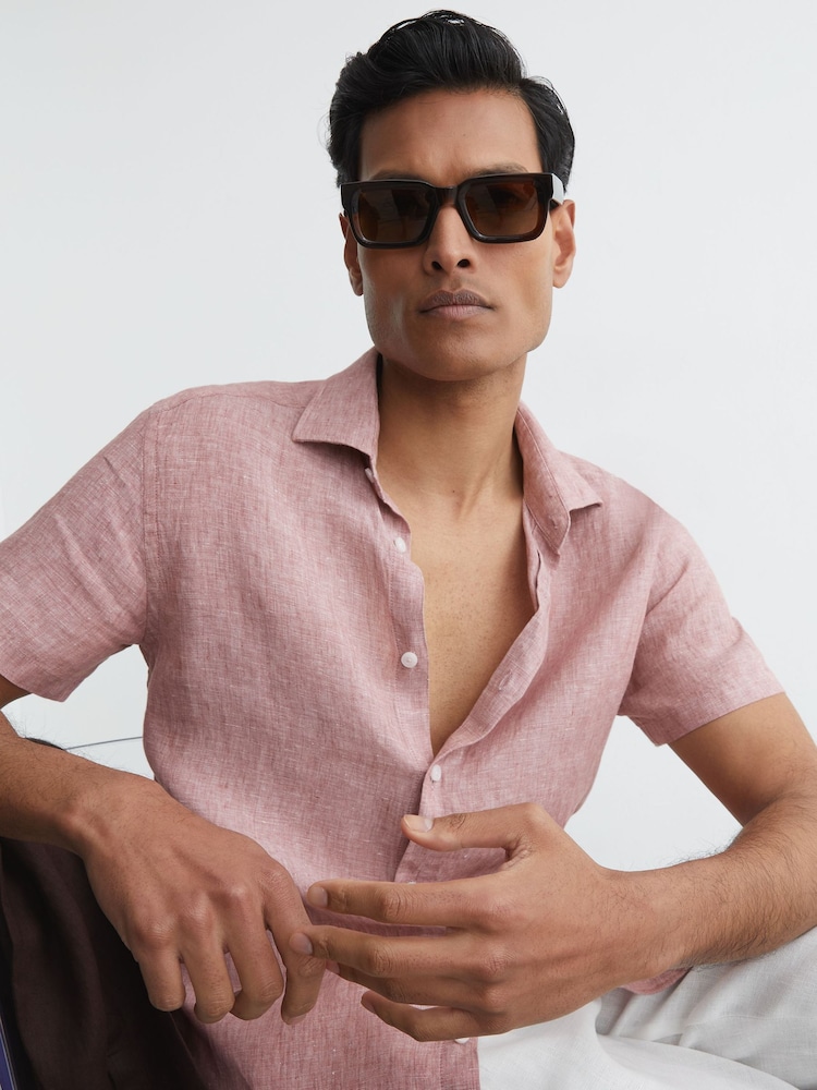 Reiss Raspberry Pink Melange Holiday Shirt - Image 1 of 6