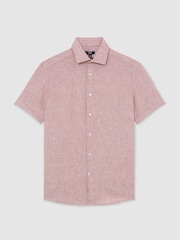 Reiss Raspberry Pink Melange Holiday Shirt - Image 2 of 6