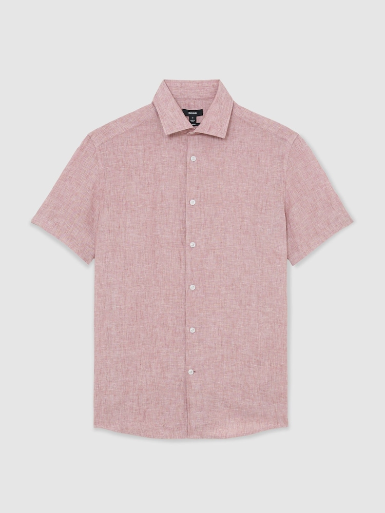 Reiss Raspberry Pink Melange Holiday Shirt - Image 2 of 6