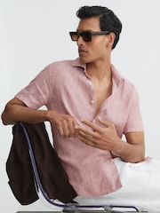 Reiss Raspberry Pink Melange Holiday Shirt - Image 5 of 6