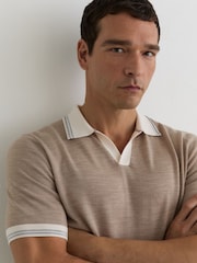 Reiss Wheat Melange Redmire Polo Shirt - Image 1 of 5