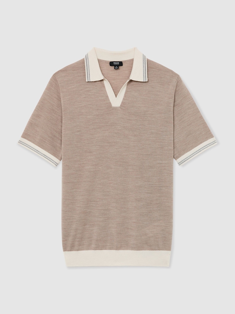 Reiss Wheat Melange Redmire Polo Shirt - Image 2 of 5