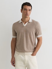 Reiss Wheat Melange Redmire Polo Shirt - Image 3 of 5