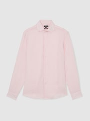 Reiss Rose Pink Ruban Linen Cutaway-Collar Regular-Fit Shirt - Image 2 of 6