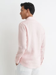 Reiss Rose Pink Ruban Linen Cutaway-Collar Regular-Fit Shirt - Image 5 of 6