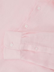 Reiss Rose Pink Ruban Linen Cutaway-Collar Regular-Fit Shirt - Image 6 of 6