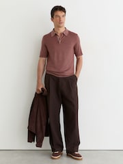 Reiss Rose Pink Jackdaw Pigment-Dyed Merino Wool Polo Jumper - Image 4 of 7