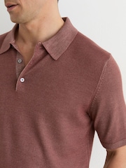 Reiss Rose Pink Jackdaw Pigment-Dyed Merino Wool Polo Jumper - Image 5 of 7