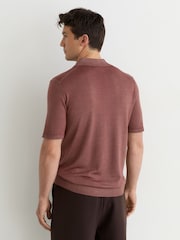 Reiss Rose Pink Jackdaw Pigment-Dyed Merino Wool Polo Jumper - Image 6 of 7