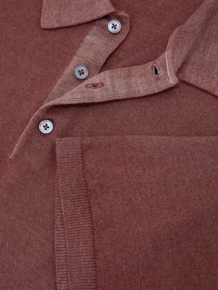 Reiss Rose Pink Jackdaw Pigment-Dyed Merino Wool Polo Jumper - Image 7 of 7 Reiss Rose Pink Jackdaw Pigment-Dyed Merino Wool Polo Jumper - Image 7 of 7