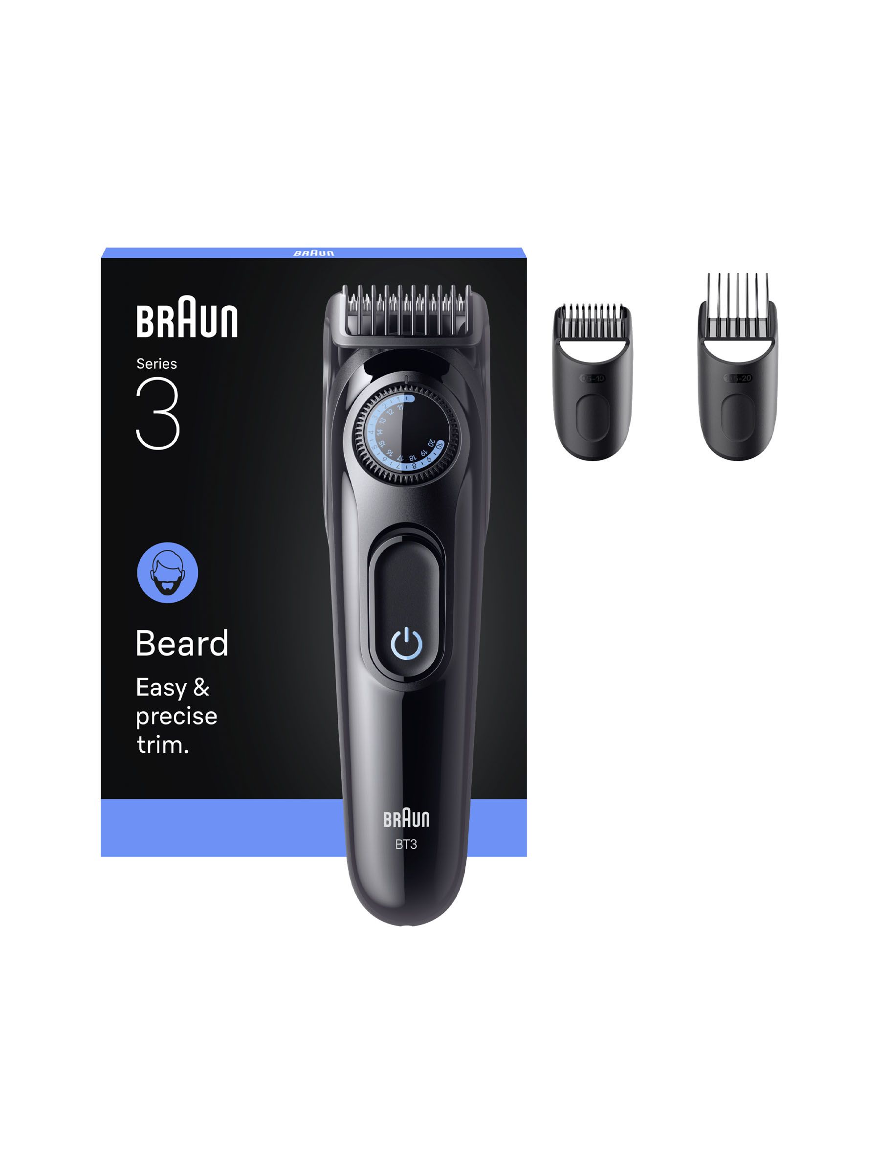 Braun Men's Black Beard Trimmer Series 3 +3 Styling Tools 40 Lengths Sharp Blade Bt3520, - Image 6