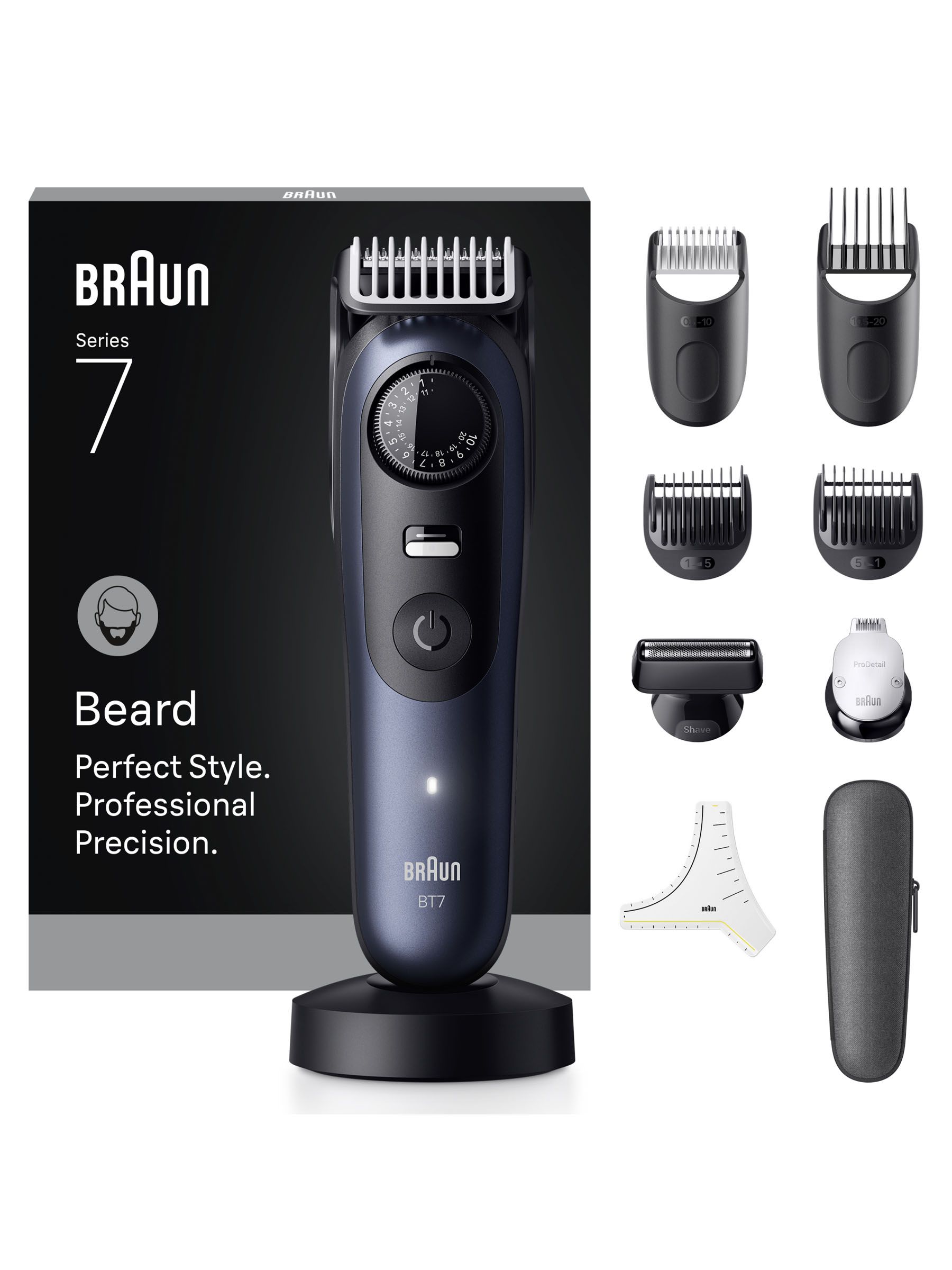 Braun Beard Trimmer Series 7, +10 Barbering Tools, 40 Lengths, Problade, Bt7540, Blue - Image 11