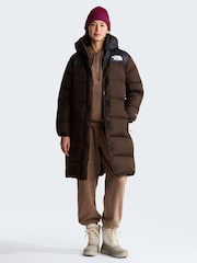 The North Face Brown Nuptse Puffer Parka Jacket - Image 4 of 6