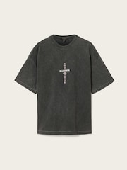 AllSaints Black Knox Etta Oversized T-Shirt - Image 8 of 8