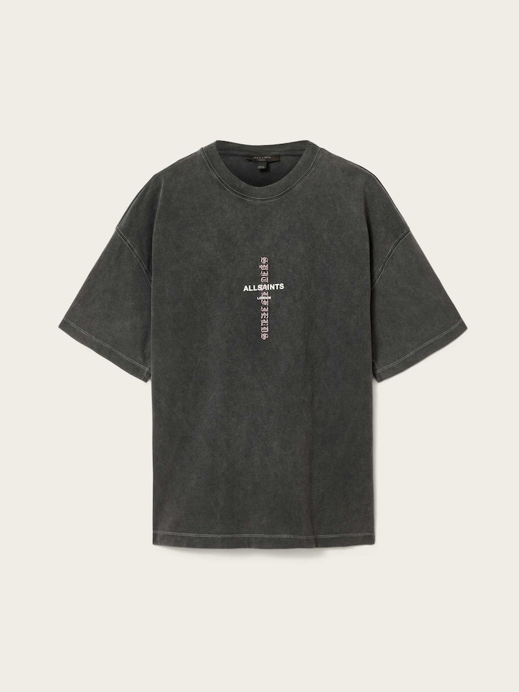 AllSaints Black Knox Etta Oversized T-Shirt - Image 8 of 8