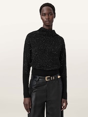 AllSaints Black Ridley Sparkle Jumper - Image 1 of 6