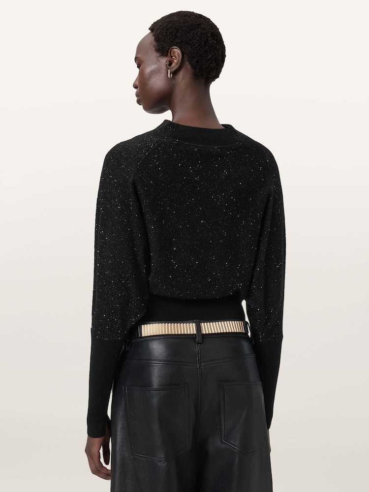 AllSaints Black Ridley Sparkle Jumper - Image 2 of 6 AllSaints Black Ridley Sparkle Jumper - Image 2 of 6