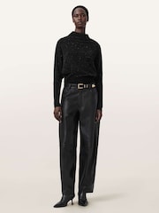 AllSaints Black Ridley Sparkle Jumper - Image 4 of 6