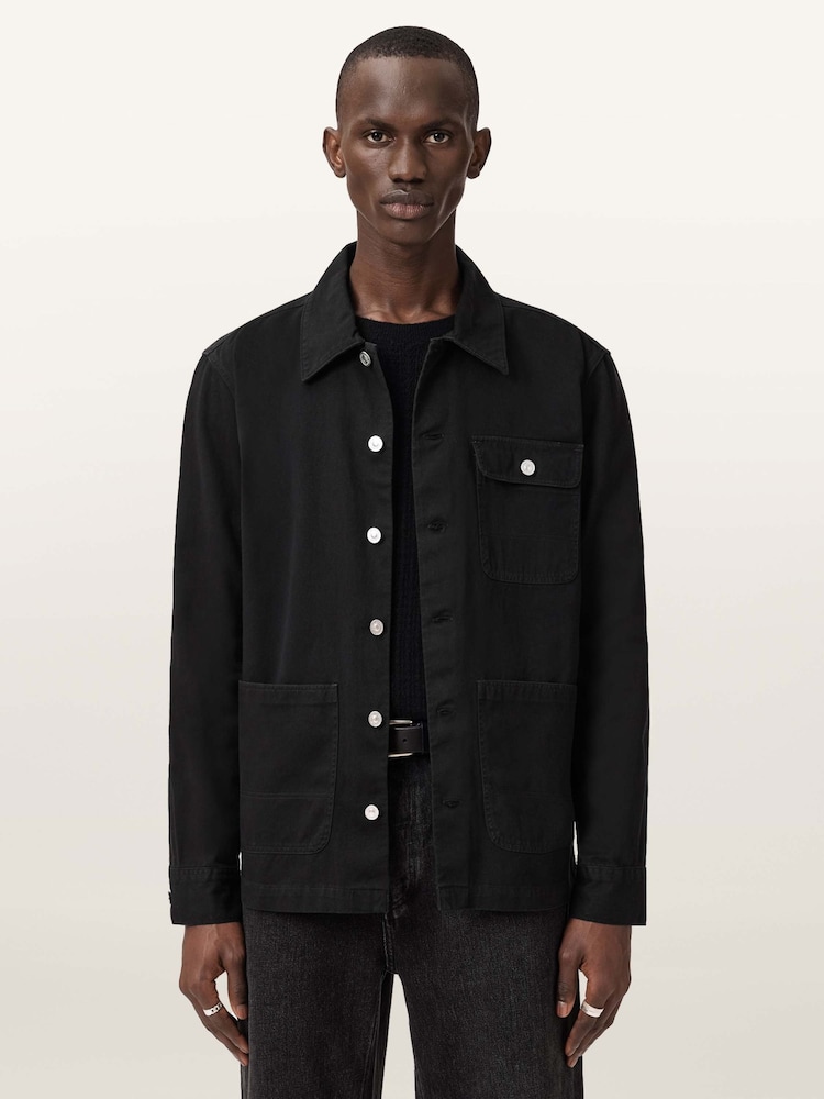 AllSaints Black Nevis Chore Jacket - Image 1 of 7