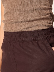 Choklad Brun - Culottes i stretch linneblandning - Bild 5 av 8