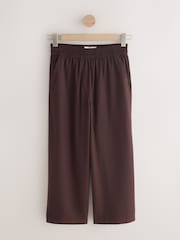 Choklad Brun - Culottes i stretch linneblandning - Bild 6 av 8