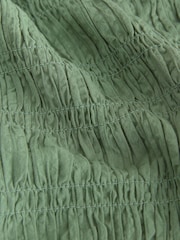 Green Smocked Peplum Short Sleeve Top - Image 6 of 7