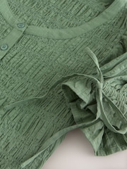 Green Smocked Peplum Short Sleeve Top - Image 7 of 7