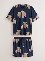 Blue Hamish the Highland Cow Short Sleeve Pyjamas Set - Image 7 of 11