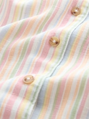 Pastel Stripe Revere Collar Sleeveless Shirt with Linen - Image 2 of 3