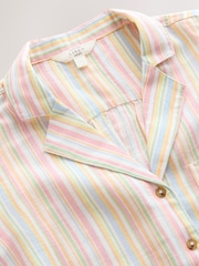 Pastel Stripe Revere Collar Sleeveless Shirt with Linen - Image 3 of 3