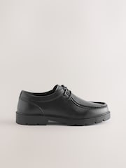 Black Leather Lace Up Apron Front School Shoes - Image 2 of 5