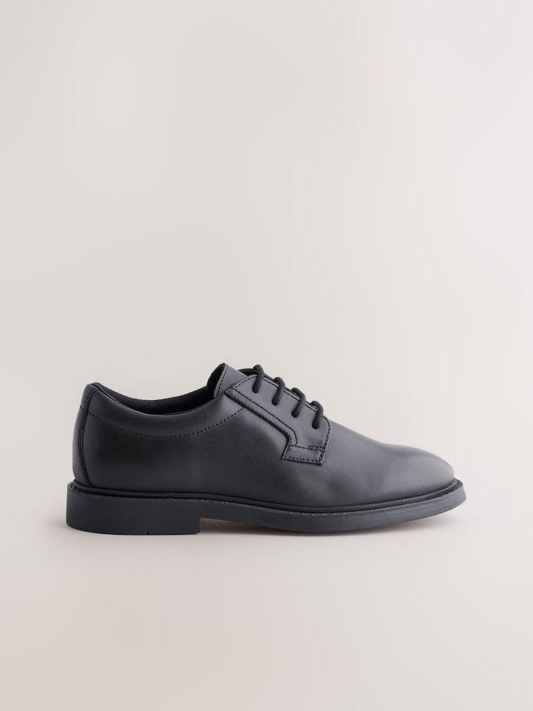 Black Leather Lace Up School Shoes - Image 2 of 5