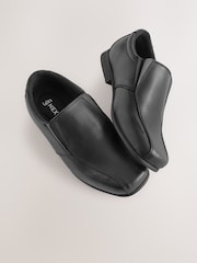 Black Extra Wide Fit (H) Slip On Leather Loafer School Shoes - Image 3 of 5