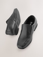 Black Extra Wide Fit (H) Slip On Leather Loafer School Shoes - Image 4 of 5