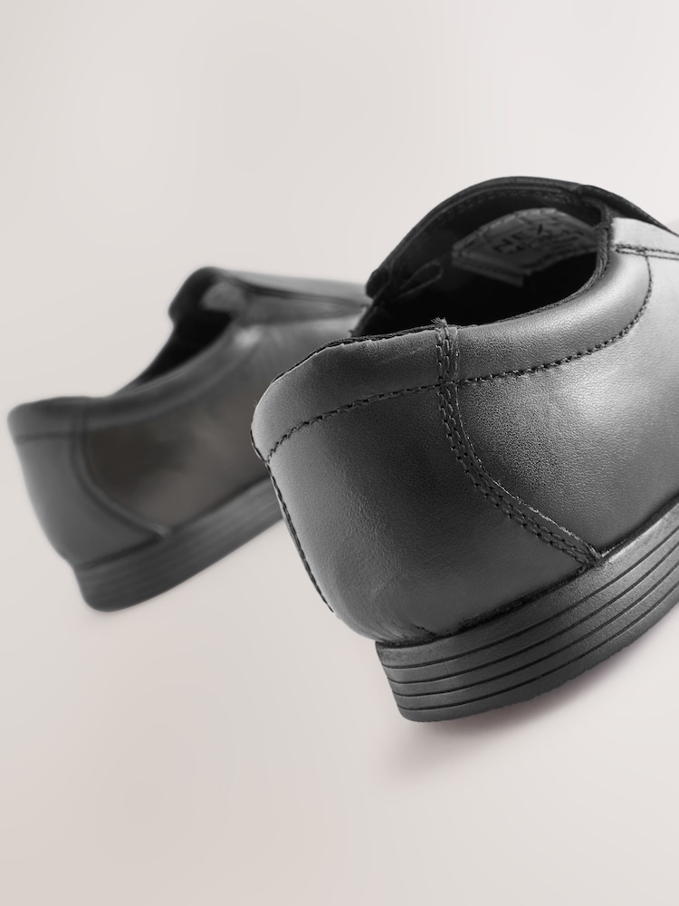 Black Extra Wide Fit (H) Slip On Leather Loafer School Shoes - Image 5 of 5