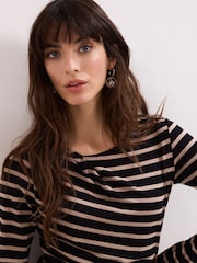 Phase Eight Black Everly Stripe Top - Image 5 of 7