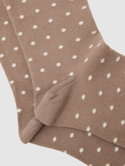 Reiss Neutral Dotty Cotton-Blend Polka-Dot Socks - Image 2 of 3