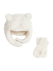 The North Face White Baby Bear Hat & Mittens Set - Image 1 of 2