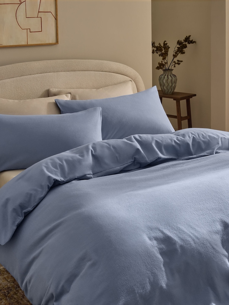 Blue Slate Supersoft Brushed Cotton Plain Bed Set - Image 1 of 4 Blue Slate Supersoft Brushed Cotton Plain Bed Set - Image 1 of 4
