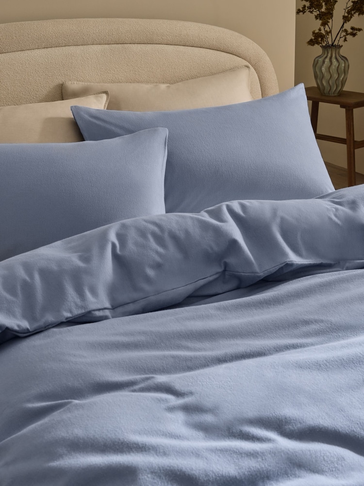 Blue Slate Supersoft Brushed Cotton Plain Bed Set - Image 2 of 4 Blue Slate Supersoft Brushed Cotton Plain Bed Set - Image 2 of 4