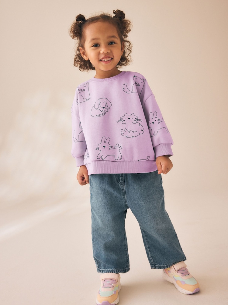 Lilac Purple Bunny Crew Neck Sweatshirt (3mths-7yrs) - Image 2 of 8