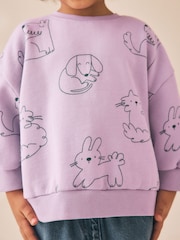 Lilac Purple Bunny Crew Neck Sweatshirt (3mths-7yrs) - Image 4 of 8