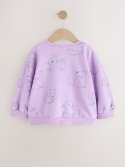 Lilac Purple Bunny Crew Neck Sweatshirt (3mths-7yrs) - Image 6 of 8