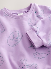 Lilac Purple Bunny Crew Neck Sweatshirt (3mths-7yrs) - Image 7 of 8